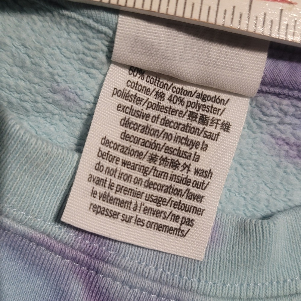 PINK Victoria's Secret Tie Dye Cropped Sweatshirt Blue Purple XS Short Sleeve - Picture 7 of 7